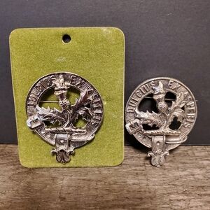 Vintage Scottish Pewter Silver Thistle Brooch. Backing Description. 2"